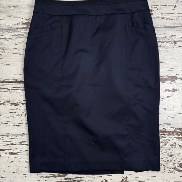 Pendleton Black Wool Blend A Line Pencil Skirt Sz 12 Vented Career Office Pocket - Picture 2 of 9